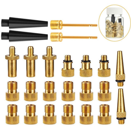 SV/AV/DV Bicycle Valve Adapter Set Bike Ball Pump Accessories, 15 in 1, 24 in 1 with Leather Ring, 25 in 1, 24 in 1, 32 in 1, 16 in 1, 10 in 1, 3sets 3 in 1, 12 in 1, 3sets 5 in 1, 3sets 4 in 1, 3sets 4 in 1 Gold, 14 in 1, 16 in 1 with Split Box�������...