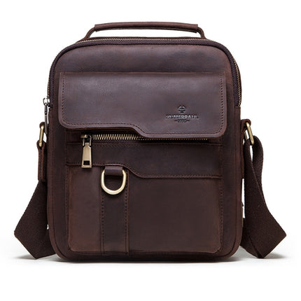 HUMERPAUL Men Leather Cross-Body Bag Shoulder Bag, MH577 (Brown)