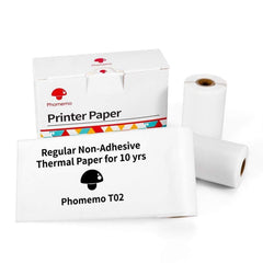 For Phomemo T02 3rolls Bluetooth Printer Thermal Paper Label Paper, 53mmx6.5m 10 Years Black on White No Adhesive, 50mmx3.5m 2 Years Black on White Sticker, 50mmx3.5m 10 Years Black on White Sticker, 53mmx5m 5 Years Blue on White No Adhesive