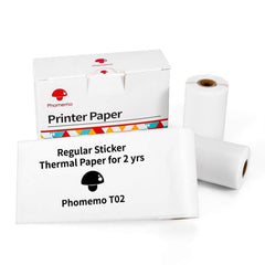 For Phomemo T02 3rolls Bluetooth Printer Thermal Paper Label Paper, 53mmx6.5m 10 Years Black on White No Adhesive, 50mmx3.5m 2 Years Black on White Sticker, 50mmx3.5m 10 Years Black on White Sticker, 53mmx5m 5 Years Blue on White No Adhesive