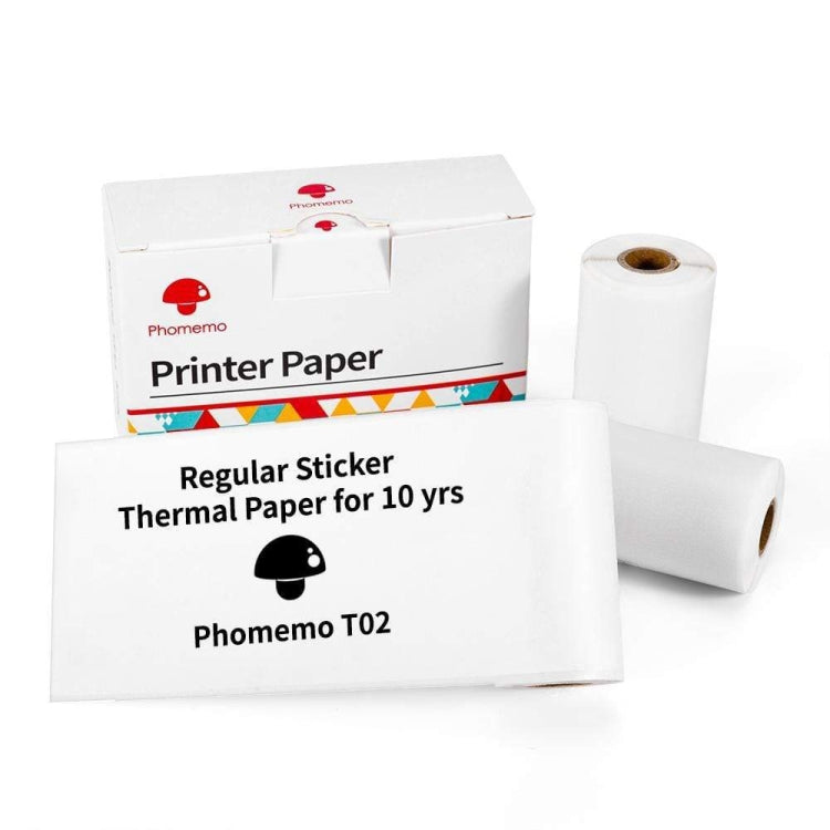 For Phomemo T02 3rolls Bluetooth Printer Thermal Paper Label Paper, 53mmx6.5m 10 Years Black on White No Adhesive, 50mmx3.5m 2 Years Black on White Sticker, 50mmx3.5m 10 Years Black on White Sticker, 50mmx3m 5 Years Blue on White Sticker���������������...