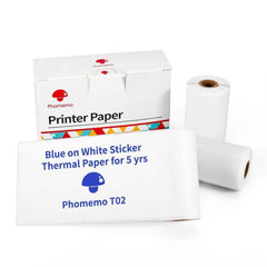 For Phomemo T02 3rolls Bluetooth Printer Thermal Paper Label Paper, 53mmx6.5m 10 Years Black on White No Adhesive, 50mmx3.5m 2 Years Black on White Sticker, 50mmx3.5m 10 Years Black on White Sticker, 53mmx5m 5 Years Blue on White No Adhesive