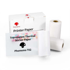 For Phomemo T02 3rolls Bluetooth Printer Thermal Paper Label Paper, 53mmx6.5m 10 Years Black on White No Adhesive, 50mmx3.5m 2 Years Black on White Sticker, 50mmx3.5m 10 Years Black on White Sticker, 53mmx5m 5 Years Blue on White No Adhesive