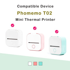 For Phomemo T02 3rolls Bluetooth Printer Thermal Paper Label Paper, 53mmx6.5m 10 Years Black on White No Adhesive, 50mmx3.5m 2 Years Black on White Sticker, 50mmx3.5m 10 Years Black on White Sticker, 53mmx5m 5 Years Blue on White No Adhesive