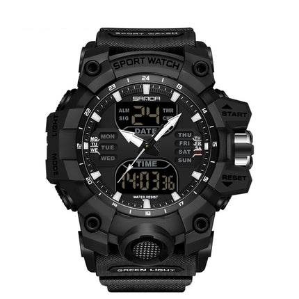 SANDA Green Light Alarm Clock Multifunctional Waterproof Shockproof Transparent Watch