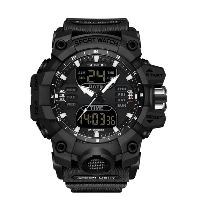 SANDA Green Light Alarm Clock Multifunctional Waterproof Shockproof Transparent Watch