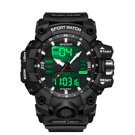 SANDA Green Light Alarm Clock Multifunctional Waterproof Shockproof Transparent Watch