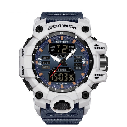 SANDA Green Light Alarm Clock Multifunctional Waterproof Shockproof Transparent Watch