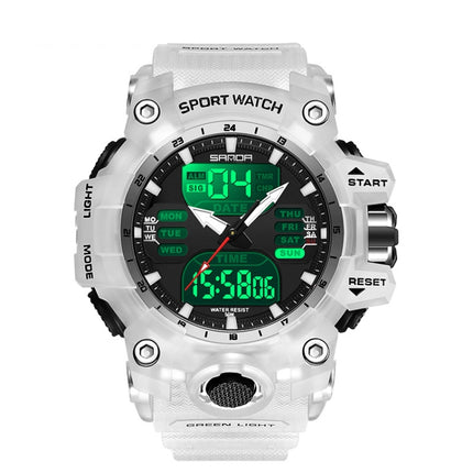 SANDA Green Light Alarm Clock Multifunctional Waterproof Shockproof Transparent Watch