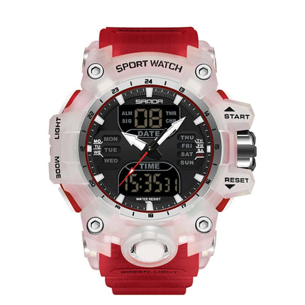 SANDA Green Light Alarm Clock Multifunctional Waterproof Shockproof Transparent Watch