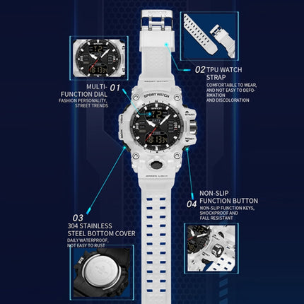 SANDA Green Light Alarm Clock Multifunctional Waterproof Shockproof Transparent Watch