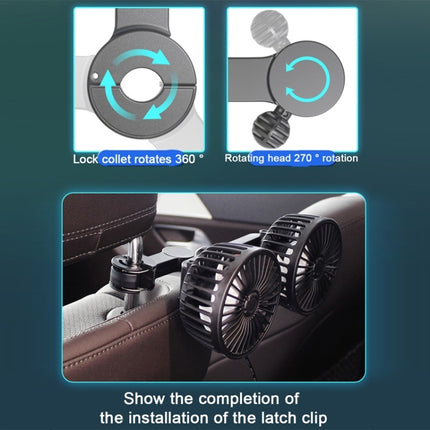 5V 2A Car Rear Seat Back USB Interface Powerful Double-headed Fan, F4207