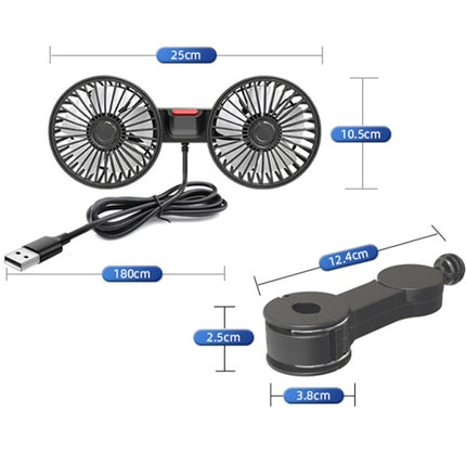 5V 2A Car Rear Seat Back USB Interface Powerful Double-headed Fan, F4207