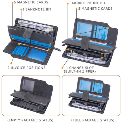 Baellerry Matte Leather Multi-card Slot Men Clutch Bag Zip Buckle Vintage Wallet