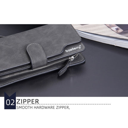 Baellerry Matte Leather Multi-card Slot Men Clutch Bag Zip Buckle Vintage Wallet