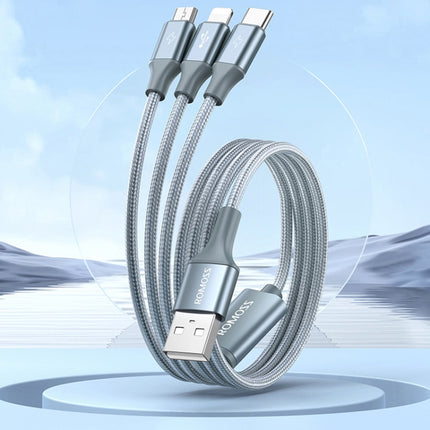 ROMOSS CB25 3 In 1 3.5A  8 Pin + Micro USB + Type C/USB-C Cable