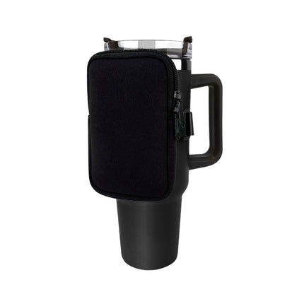 Water Cup Sided Storage Pockets With Zipper Fit For 40Oz Tumbler, Single Pocket