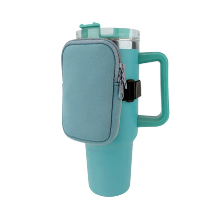 Water Cup Sided Storage Pockets With Zipper Fit For 40Oz Tumbler, Single Pocket