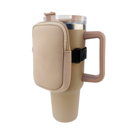 Water Cup Sided Storage Pockets With Zipper Fit For 40Oz Tumbler, Single Pocket
