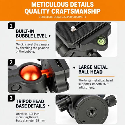 DSLR Tripod Photography Stand Portable Cell Phone Micro SLR Tripod, K268+KJ36
