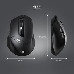 Inphic DR01 Bluetooth 3 Mode Wireless Mouse Charging Quiet Office Game Laptop Computer Home Use, DR01 (Black)