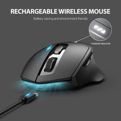 Inphic DR01 Bluetooth 3 Mode Wireless Mouse Charging Quiet Office Game Laptop Computer Home Use, DR01 (Black)