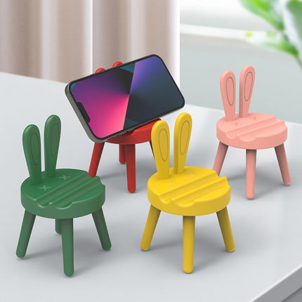 Cartoon Chair Shape Desktop Mobile Phone Holder Cute Mini Universal Phone Rack, Rabbit(Pink), Rabbit(Green), Rabbit(Yellow)