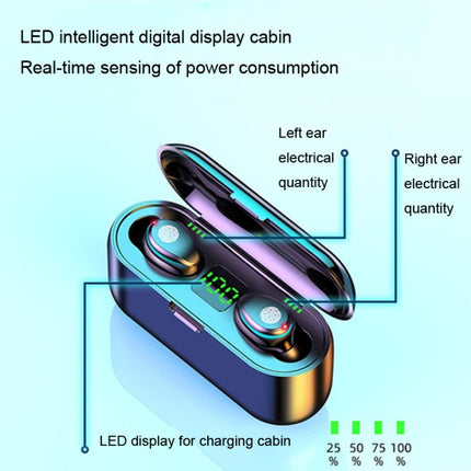 LED Digital Display Wireless In-Ear Noise Reduction Long Life Bluetooth Headset, F9-2