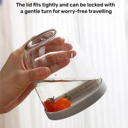600ml Fruit and Veggie Snack Cup with Lid and Fork Airtight Leak-proof Salad Box