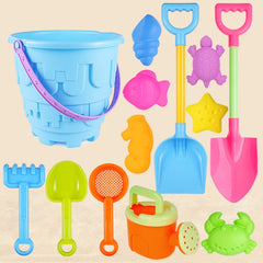 13pcs/Set Children Beach Toys Set Large Sand Shovel Bucket Sand Digging Tools Hourglass, Blue Round Castle, Pink Round Castle, Green Round Castle, Blue Lace Barrel, Pink Lace Barrel, Purple Lace Barrel, Blue Square Castle, Pink Square Castle�����������...