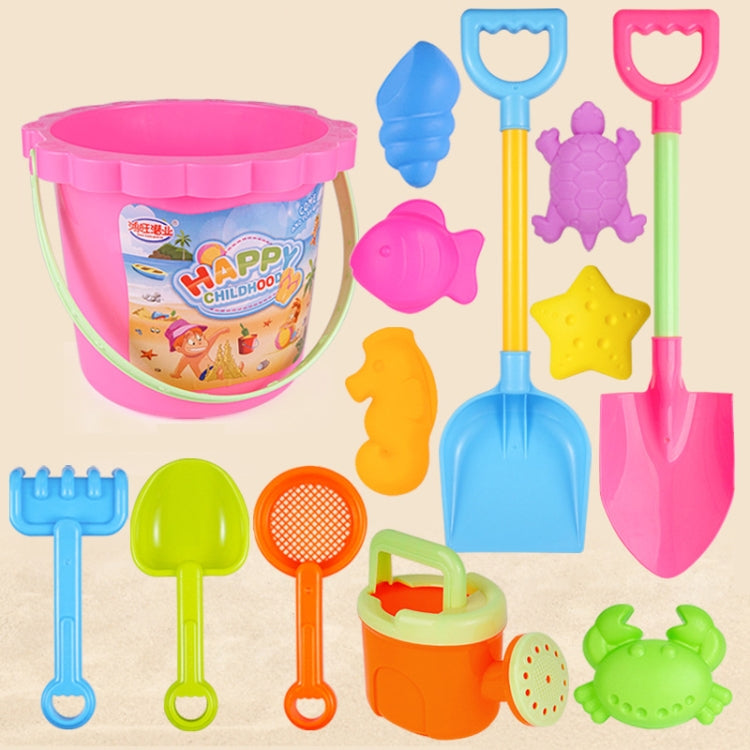 13pcs/Set Children Beach Toys Set Large Sand Shovel Bucket Sand Digging Tools Hourglass, Blue Round Castle, Pink Round Castle, Green Round Castle, Blue Lace Barrel, Pink Lace Barrel, Purple Lace Barrel, Blue Square Castle, Pink Square Castle�����������...