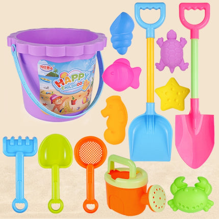 13pcs/Set Children Beach Toys Set Large Sand Shovel Bucket Sand Digging Tools Hourglass, Blue Round Castle, Pink Round Castle, Green Round Castle, Blue Lace Barrel, Pink Lace Barrel, Purple Lace Barrel, Blue Square Castle, Pink Square Castle           ...