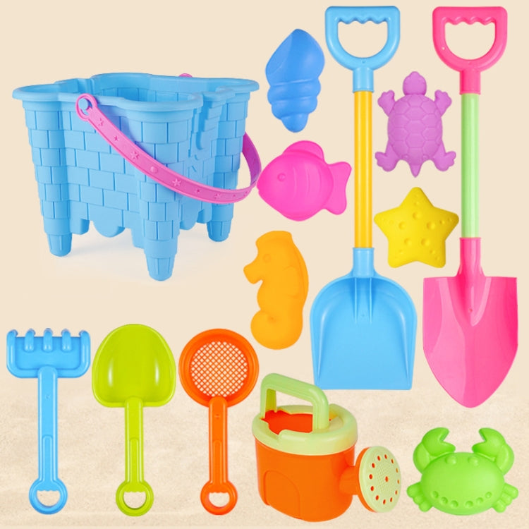 13pcs/Set Children Beach Toys Set Large Sand Shovel Bucket Sand Digging Tools Hourglass, Blue Round Castle, Pink Round Castle, Green Round Castle, Blue Lace Barrel, Pink Lace Barrel, Purple Lace Barrel, Blue Square Castle, Pink Square Castle�����������...