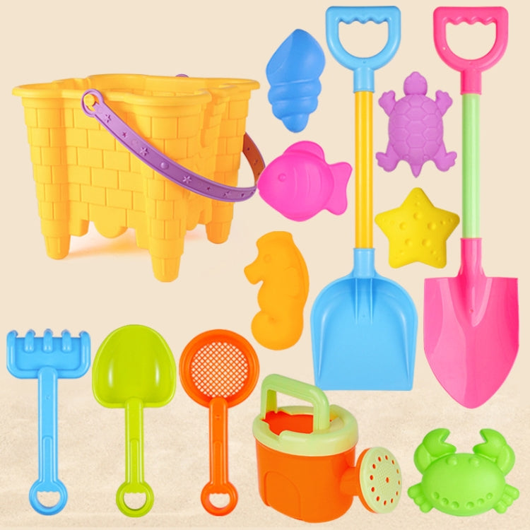 13pcs/Set Children Beach Toys Set Large Sand Shovel Bucket Sand Digging Tools Hourglass, Blue Round Castle, Pink Round Castle, Green Round Castle, Blue Lace Barrel, Pink Lace Barrel, Purple Lace Barrel, Blue Square Castle, Pink Square Castle�����������...