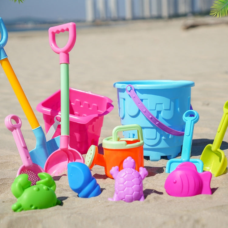 13pcs/Set Children Beach Toys Set Large Sand Shovel Bucket Sand Digging Tools Hourglass, Blue Round Castle, Pink Round Castle, Green Round Castle, Blue Lace Barrel, Pink Lace Barrel, Purple Lace Barrel, Blue Square Castle, Pink Square Castle�����������...
