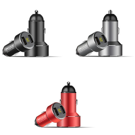 Mini Multifunctional Dual USB Digital Display Car Charger, Black, Grey, Red