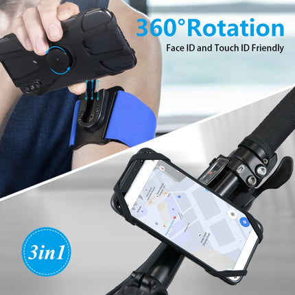 3 In 1 Four Jaws Detachable Swivel Arm Wrist Strap Bicycle Holder For 4.5-6.5 inch Phones