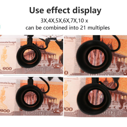 Headband Magnifying Glasses with Cold and Warm Light Source Interchangeable Combine 21 Different Multiples