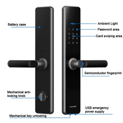 Wifi Fingerprint Lock Home Security Door Password Lock Supports APP Remote Unlocking, A61 (Space Gray), A61 (Rose Gold)