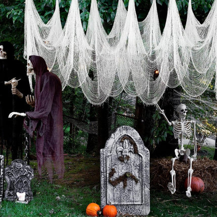76 x 183cm Halloween Gauze Roving Polyester Cotton Haunted House DIY Decorative Gauze, Black Gauze, White Gauze, Beige Blood Stains Beige Blood Stains