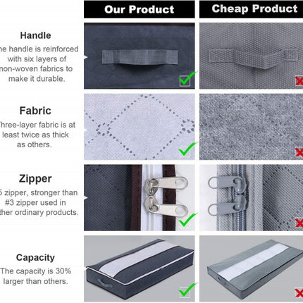 Non-Woven Fabric Foldable Underbed Storage Bag for Clothes Blankets 100x50x18cm, 100x50x18cm(Printing Gray)
