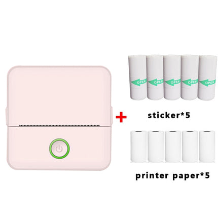 X6 200DPI Student Homework Printer Bluetooth Inkless Pocket Printer, Pink Printer Paper x1, White Printing Paper x1, Pink Printing Paper x5, White Printing Paper x5, Pink Sicker x5, White Sticker x5, Pink 5 Printer Paper+5 Stickers                     ...