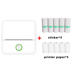 X6 200DPI Student Homework Printer Bluetooth Inkless Pocket Printer, Pink Printer Paper x1, White Printing Paper x1, Pink Printing Paper x5, White Printing Paper x5, Pink Sicker x5, White Sticker x5, Pink 5 Printer Paper+5 Stickers