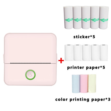 X6 200DPI Student Homework Printer Bluetooth Inkless Pocket Printer, Pink Printer Paper x1, White Printing Paper x1, Pink Printing Paper x5, White Printing Paper x5, Pink Sicker x5, White Sticker x5, Pink 5 Printer Paper+5 Stickers                     ...