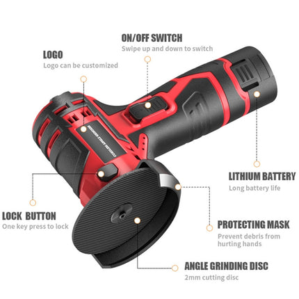 HILDA 12V 3 Inch Li-Ion Angle Grinder Home Cutting And Sanding Machine, EU Plug, Plastic Package With 1 Battery, Carton Package With 1 Battery, Plastic Package With 2 Battery, Carton Package With 2 Battery