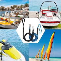 Pier Stainless Steel Clamp Boat Rope Accessories PWC Built-In Buffer Kayak Mooring Cable, Black, Black Blue Red, Blue White Black