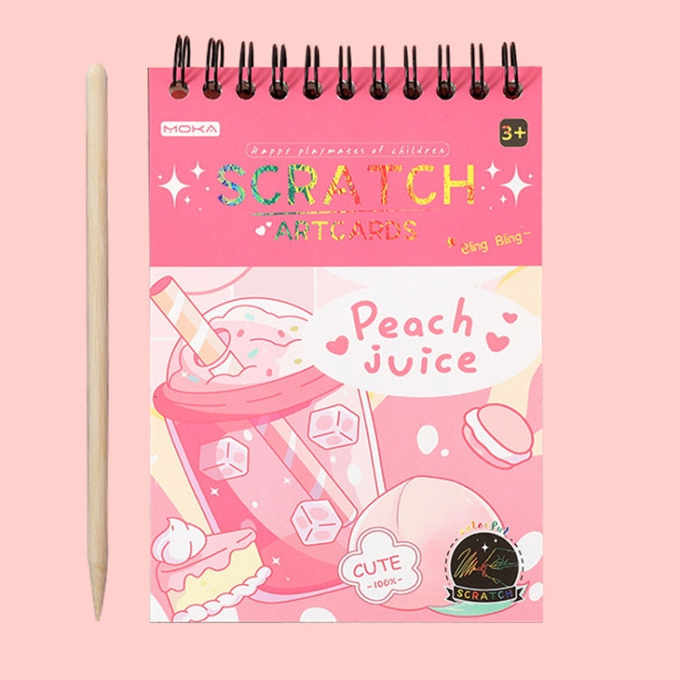 Hand Painted Scratch Paper Colorful Coil Scratchbook With Pen, Haruita Huahua, Peach Juice, Interstellar Travel, Millet