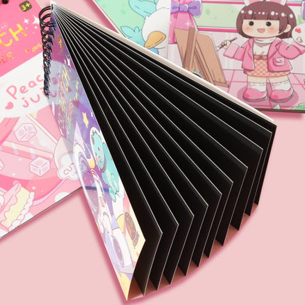 Hand Painted Scratch Paper Colorful Coil Scratchbook With Pen, Haruita Huahua, Peach Juice, Interstellar Travel, Millet