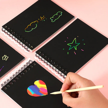 Hand Painted Scratch Paper Colorful Coil Scratchbook With Pen, Haruita Huahua, Peach Juice, Interstellar Travel, Millet