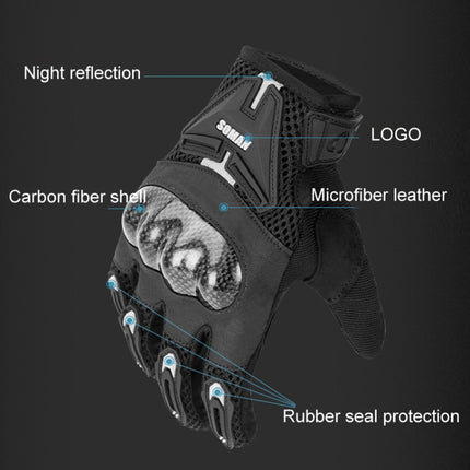 SOMAN Motorcycle Riding Anti-fall Breathable Anti-slip Carbon Fiber Gloves, M, L, XL, XXL